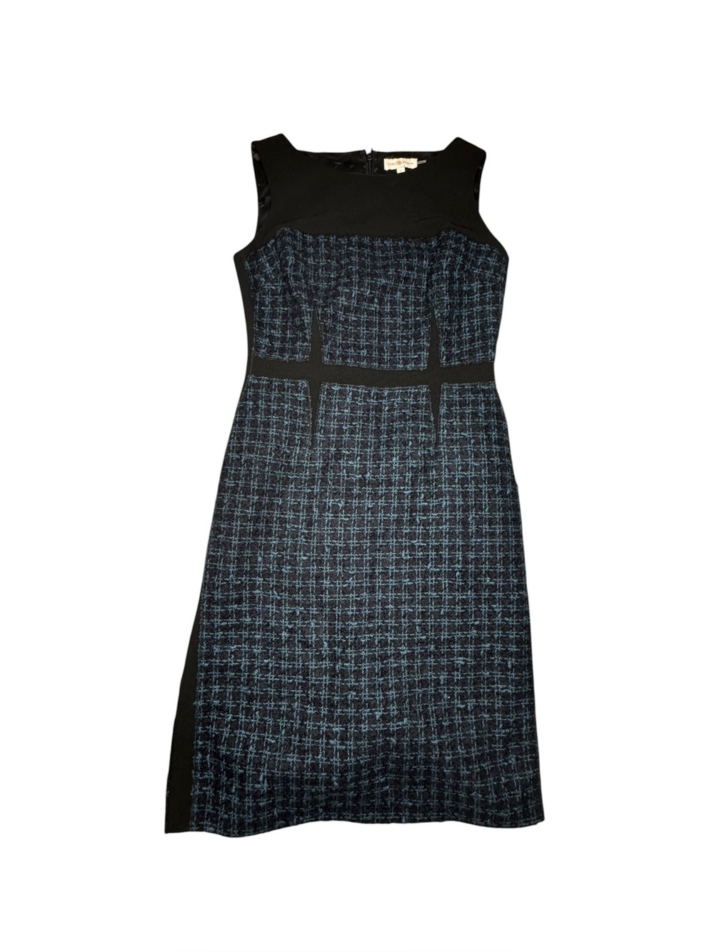 Tory Burch Sloane Plaid Tweed Sleeveless Pencil Dress